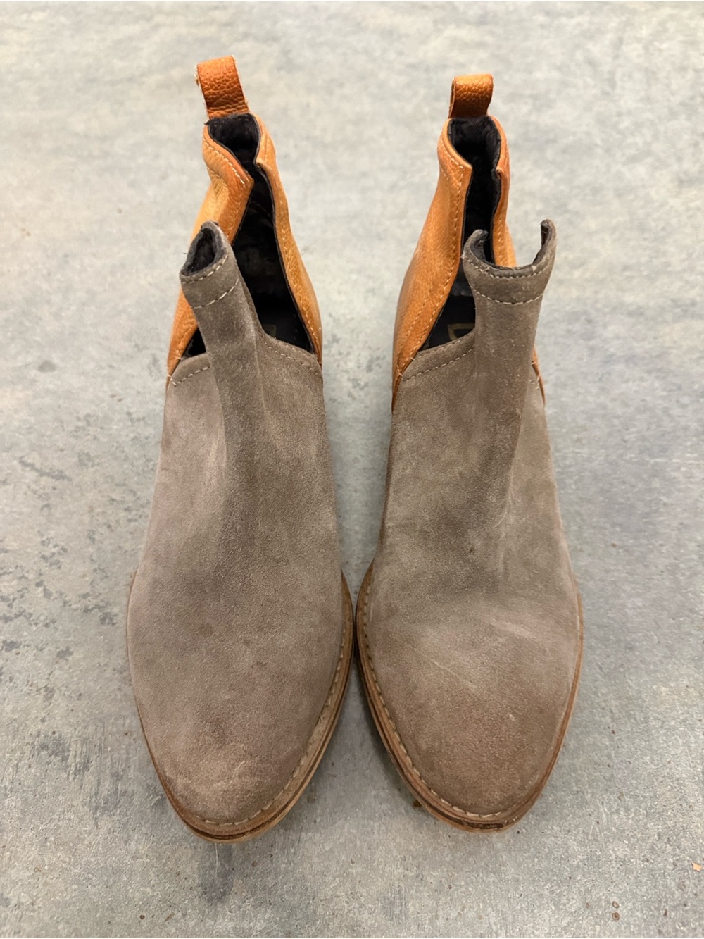 Diba Women's Taupe Suede Chukka Boots with Tan Pull Tabs